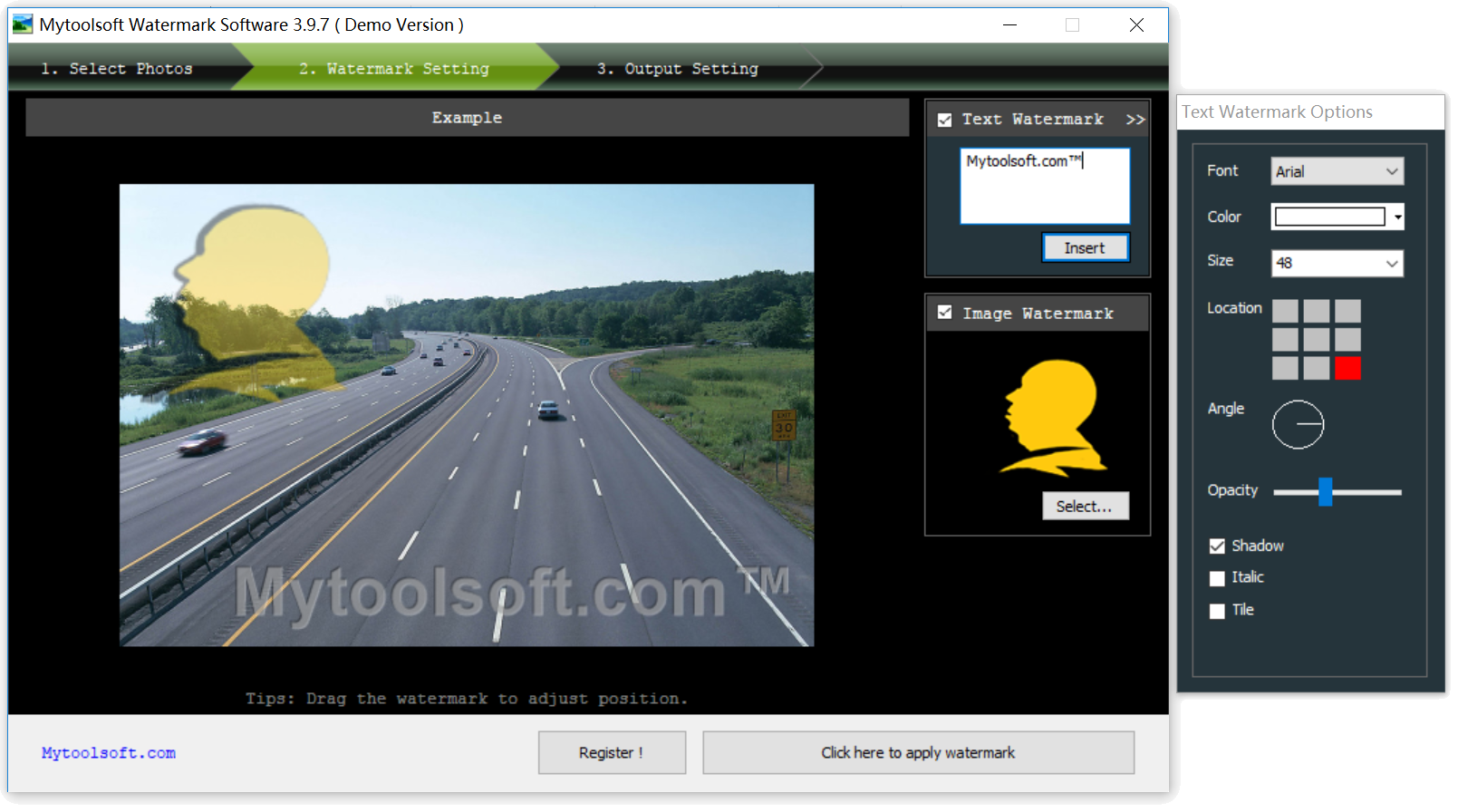 Click to view Mytoolsoft Watermark Software 2.9.0 screenshot